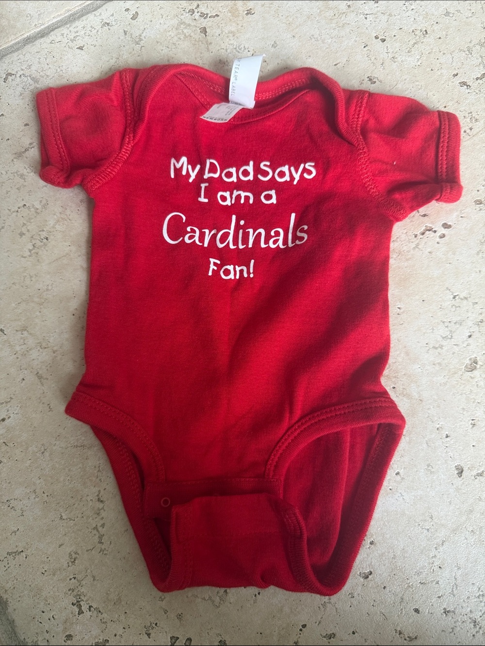 Red 'Cardinals Fan' Baby One-Piece Bodysuit